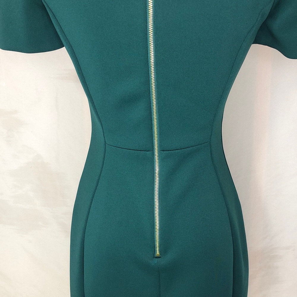 Calvin Klein Tailored Dark Green Midi Dress with Short Sleeves Size Small 2 - Picture 10 of 15